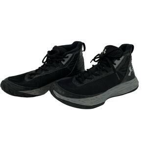 Under‎ Armour High Top Sneaker Black Grey Youth 5 Lace Up Basketball Shoe
